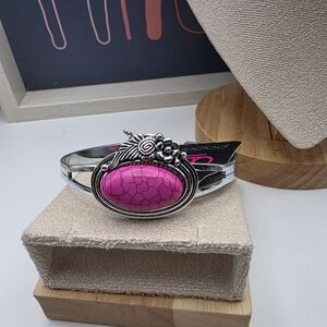 Paparazzi Silver Bracelet with Pink Stone (233)